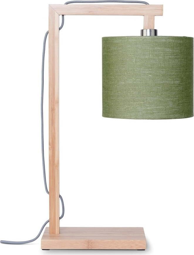 Stolní lampa se zeleným stínidlem a konstrukcí z bambusu Good&Mojo Himalaya Good&Mojo