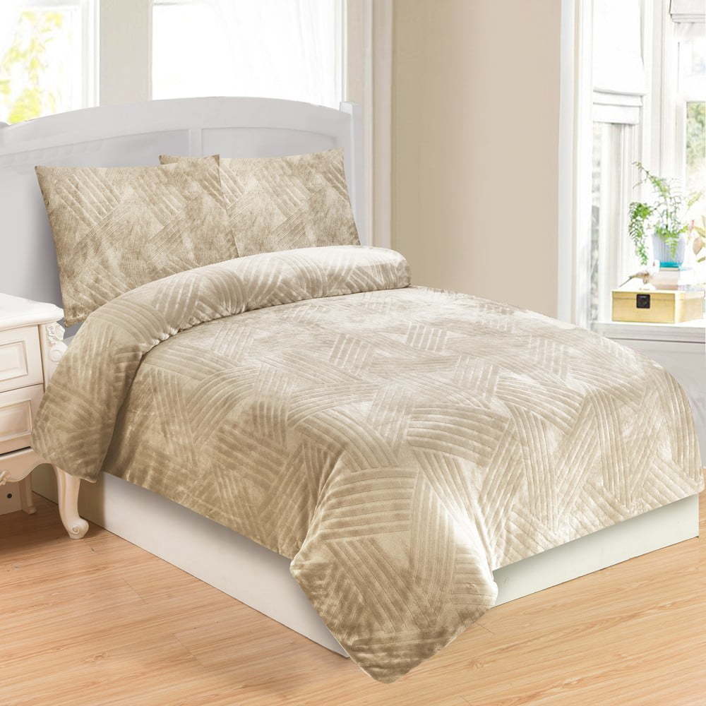 Béžové povlečení na jednolůžko z mikroplyše 140x200 cm – My House My House