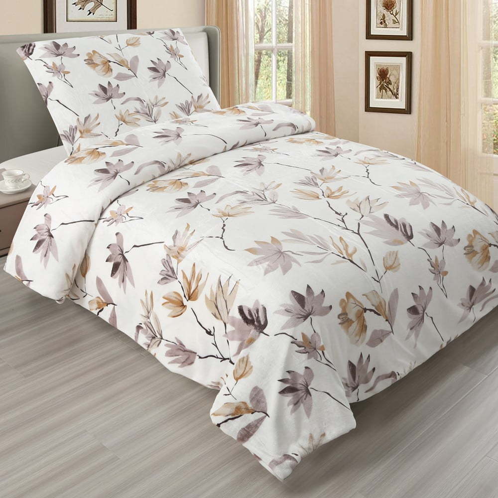 Béžovo-krémové povlečení na jednolůžko z mikroplyše 140x200 cm – My House My House