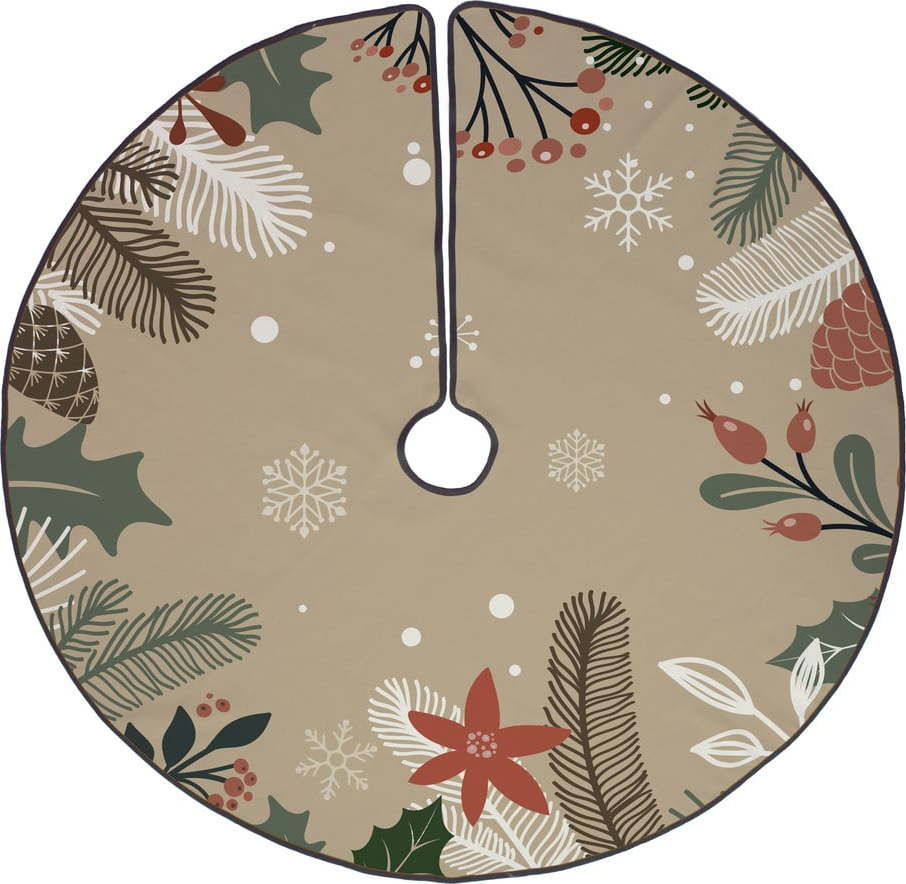 Béžový pratelný kulatý koberec pod stromeček s vánočním motivem ø 130 cm – Butter Kings Butter Kings