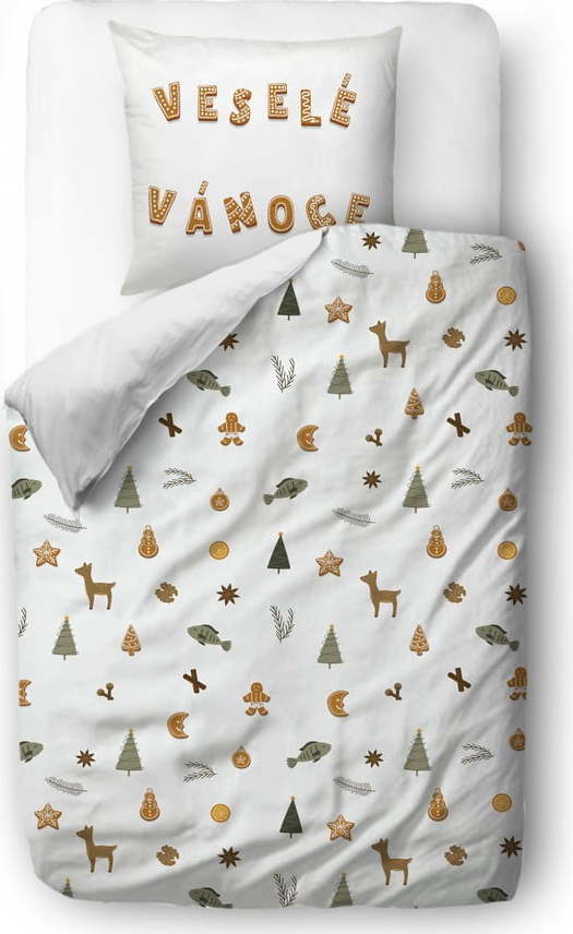 Bílé povlečení na jednolůžko z bavlněného saténu 140x200 cm – Butter Kings Butter Kings