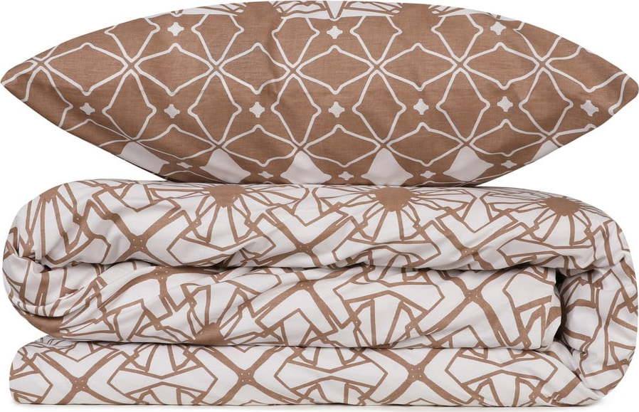 Bílo-hnědé bavlněné povlečení na jednolůžko 140x200 cm Alize – Mijolnir Mijolnir