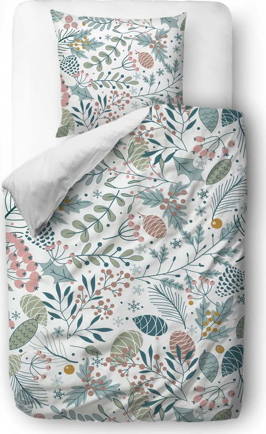 Bílo-modré povlečení na jednolůžko z bavlněného saténu 140x200 cm – Butter Kings Butter Kings