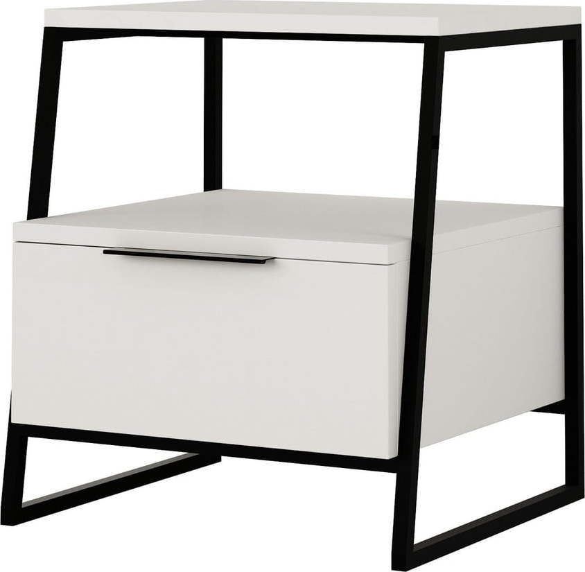 Bílý noční stolek s poličkami Pal – Kalune Design Kalune Design