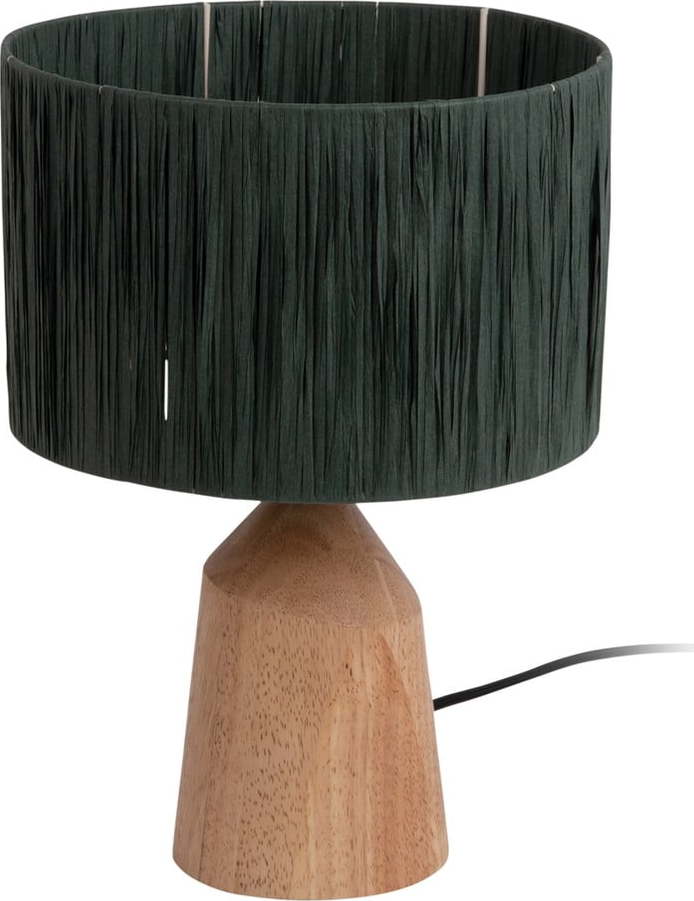 Černá stolní lampa se stínidlem z papírového výpletu (výška 35