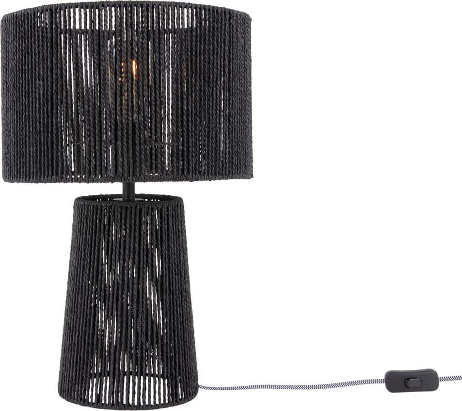 Černá stolní lampa se stínidlem z papírového výpletu (výška 47 cm) Forma Pin – Leitmotiv Leitmotiv