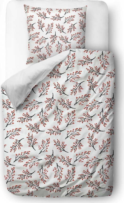 Červeno-bílé povlečení na jednolůžko z bavlněného saténu 140x200 cm – Butter Kings Butter Kings