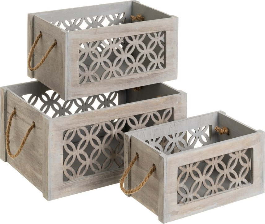 Dekorativní dřevěné úložné boxy v sadě 3 ks – Casa Selección Casa Selección