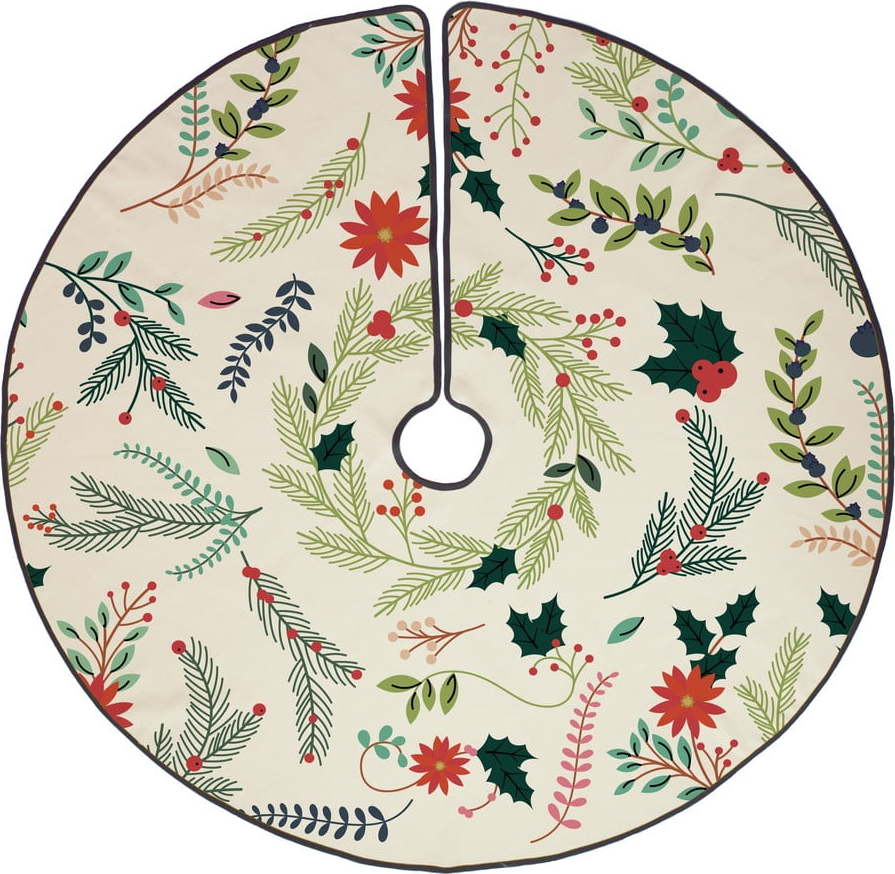 Krémový pratelný kulatý koberec pod stromeček s vánočním motivem ø 130 cm – Butter Kings Butter Kings