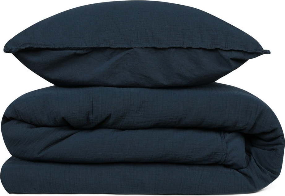 Modré mušelínové povlečení na dvoulůžko 200x200 cm Stonewashed – Mijolnir Mijolnir