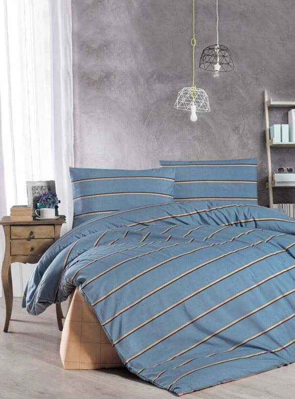 Modré prodloužené povlečení na dvoulůžko s prostěradlem 200x220 cm – Mila Home Mila Home