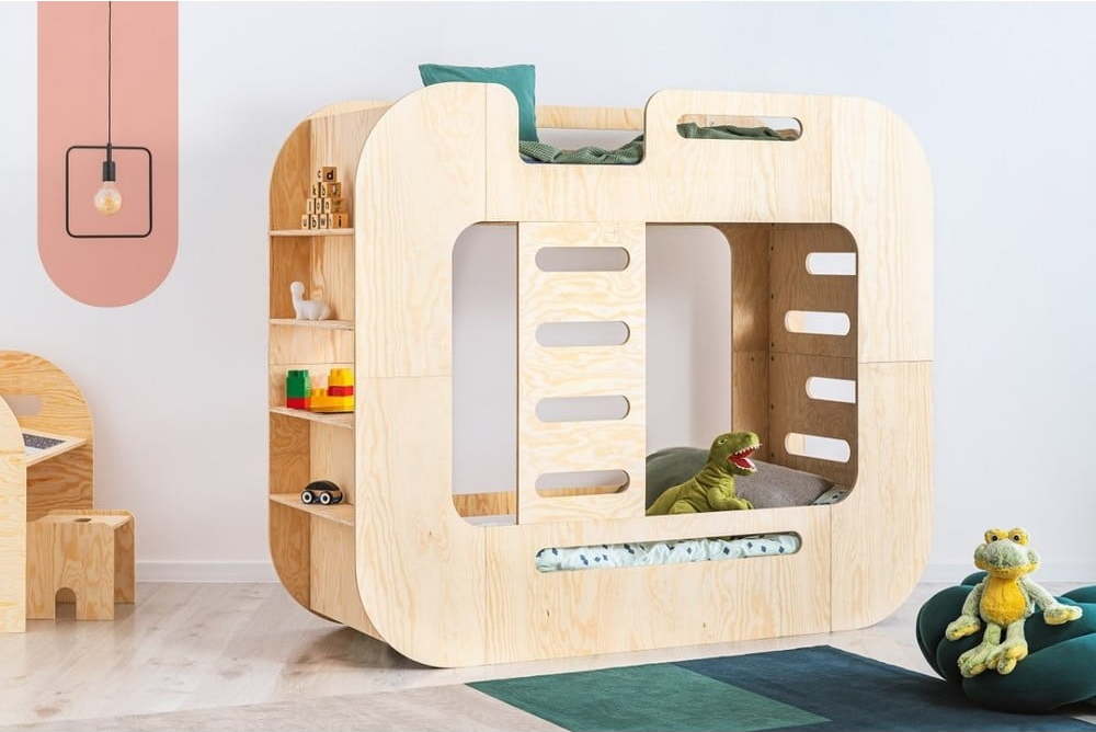 Patrová dětská postel s úložným prostorem v přírodní barvě 90x200 cm Mila DMP – Adeko Adeko