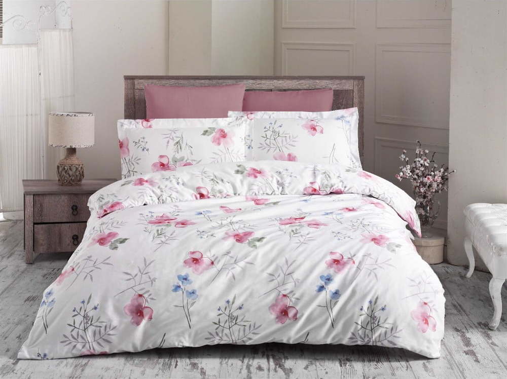 Povlečení na jednolůžko z bavlněného saténu Primacasa by Türkiz Blomster