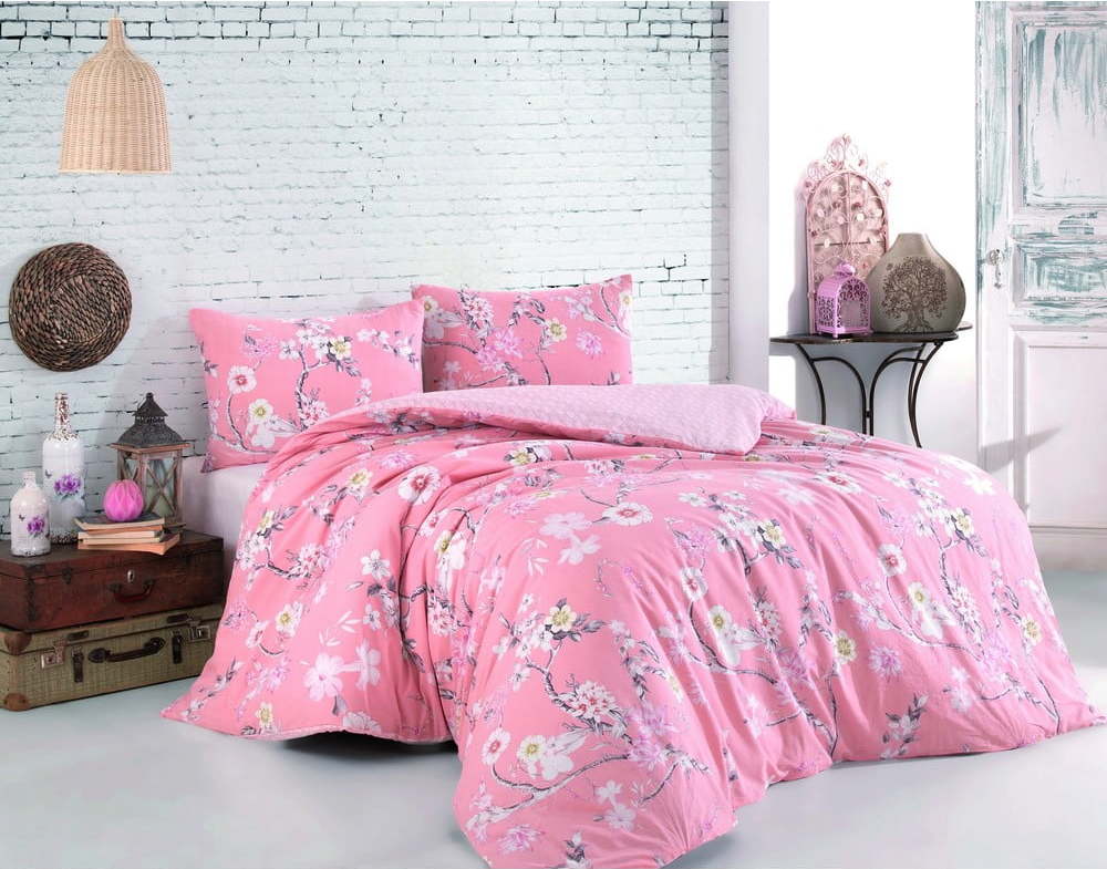 Růžové bavlněné povlečení na jednolůžko 140x200 cm Ardenya – Mijolnir Mijolnir