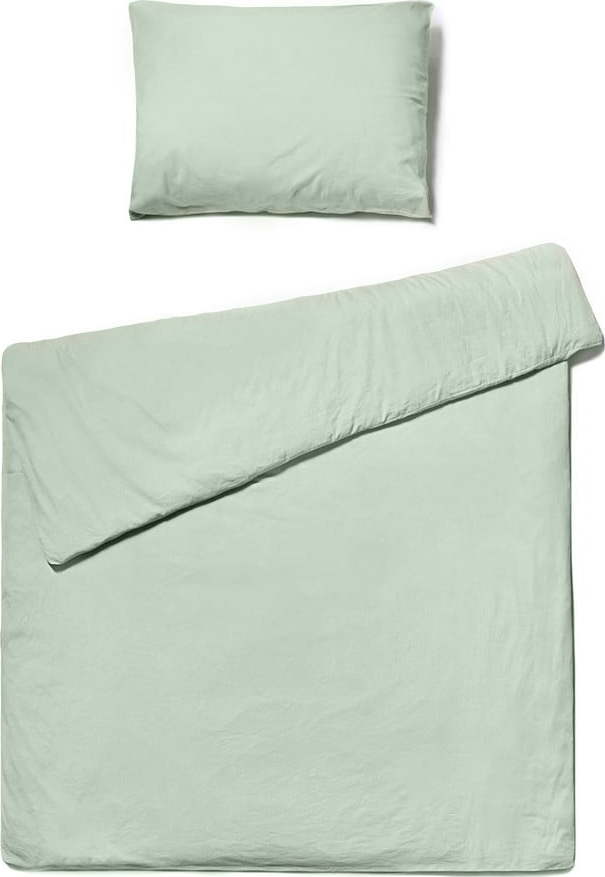 Šalvějově zelené povlečení na jednolůžko ze stonewashed bavlny Bonami Selection