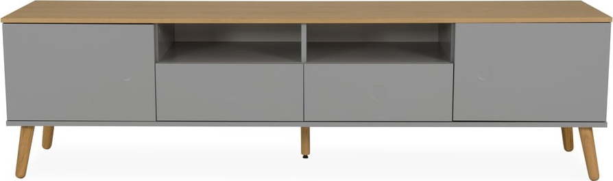 Šedý TV stolek s nohami z dubového dřeva Tenzo Dot