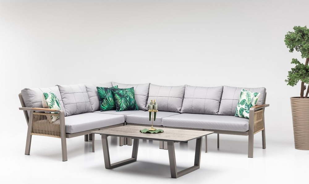 Šedý zahradní lounge set pro 5 Arte – Floriane Garden FLORIANE GARDEN
