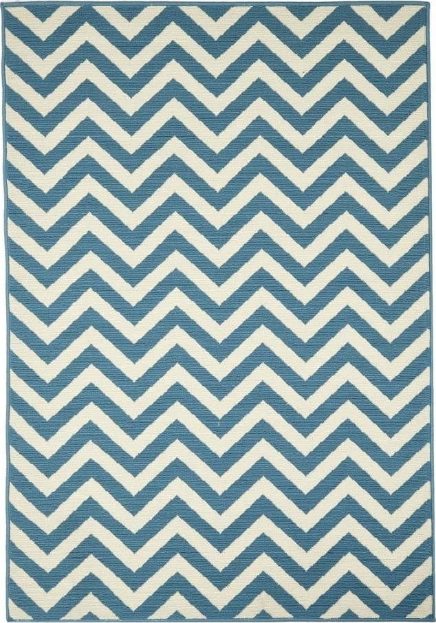 Světle modrý venkovní koberec Floorita Waves