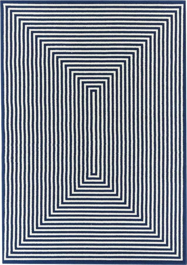 Tmavě modrý venkovní koberec Floorita Braid