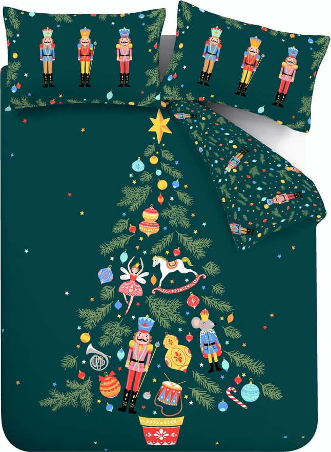 Tmavě zelené prodloužené povlečení na dvoulůžko 200x220 cm Nutcracker – Catherine Lansfield Catherine Lansfield