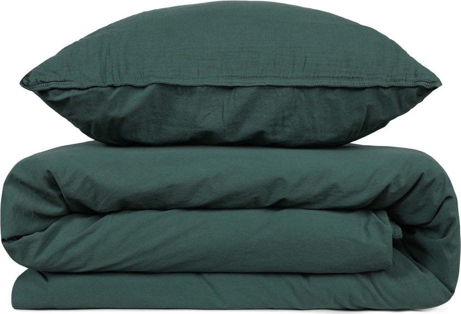 Zelené mušelínové povlečení na dvoulůžko 200x200 cm Stonewashed – Mijolnir Mijolnir