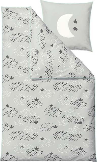 Zeleno-černé dětské povlečení z ranforce bavlny Södahl Raindrops NO