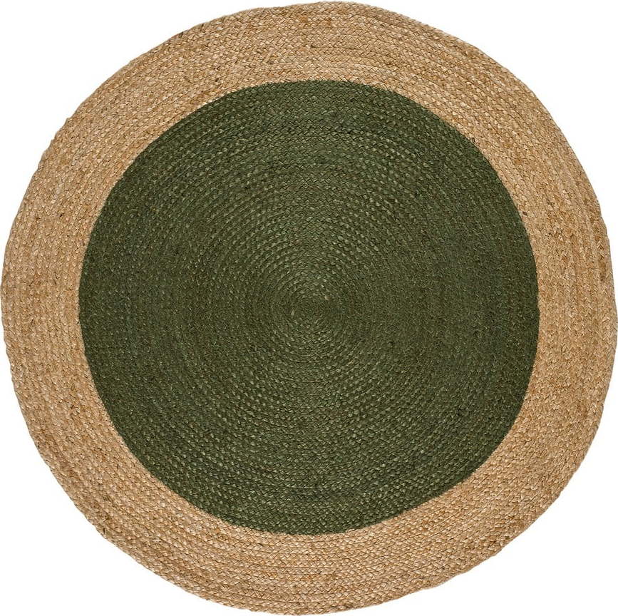 Zeleno-přírodní barvě kulatý koberec ø 90 cm Mahon – Universal Universal