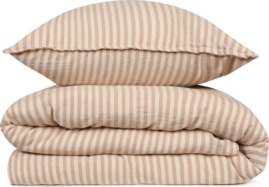 Béžové bavlněné povlečení na dvoulůžko 200x200 cm Stonewashed - Mijolnir Mijolnir