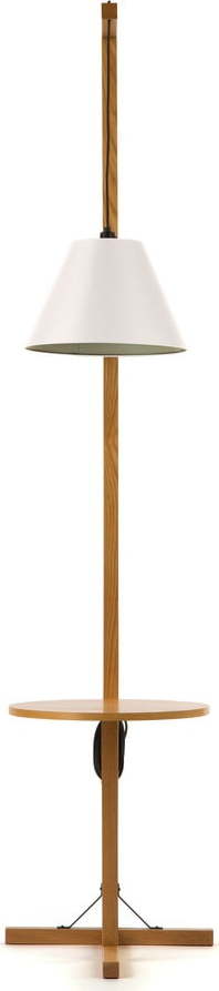 Bílá stojací lampa s dřevěnou kostrukcí Woodman Floor Woodman