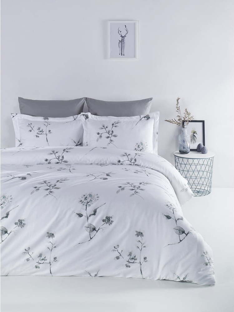 Bílé povlečení na dvoulůžko z bavlněného saténu Primacasa by Türkiz Netherland