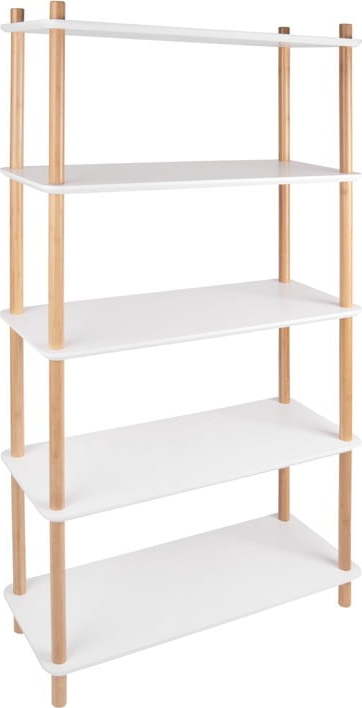 Bílý regál s bambusovými nohami Leitmotiv Cabinet Simplicity Leitmotiv