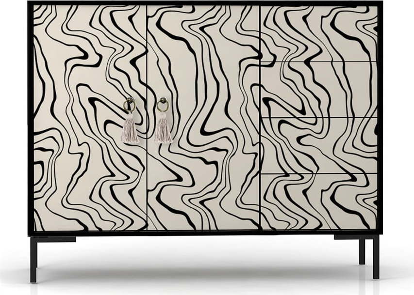 Černo-béžová nízká komoda 113x84 cm Wilma – Really Nice Things Really Nice Things
