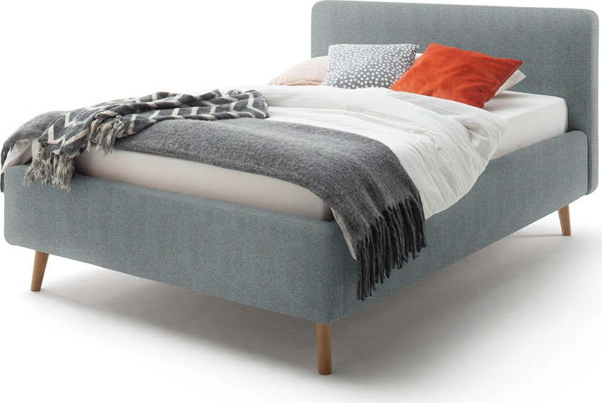 Modro-šedá čalouněná dvoulůžková postel s úložným prostorem a roštem 140x200 cm Mattis – Meise Möbel Meise Möbel