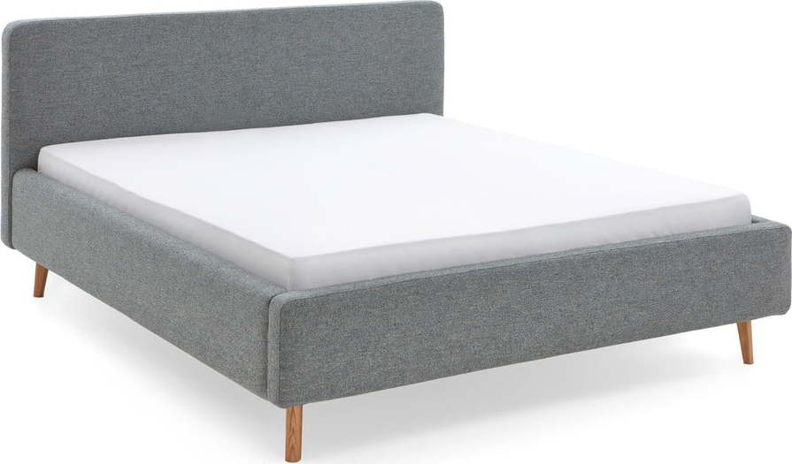 Modro-šedá čalouněná dvoulůžková postel s úložným prostorem a roštem 160x200 cm Mattis – Meise Möbel Meise Möbel