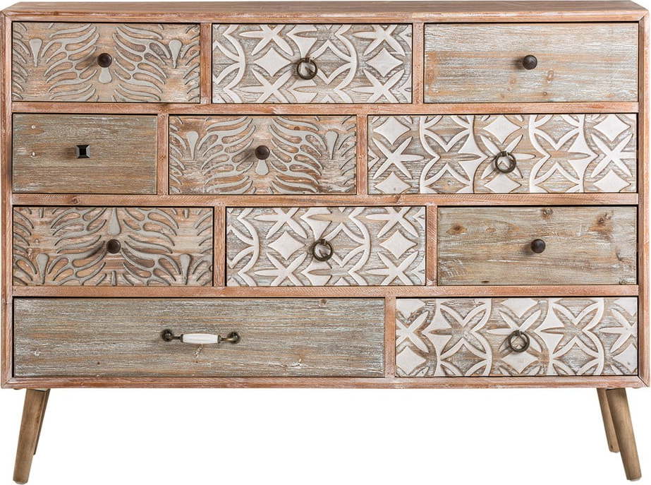 Nízká komoda z jedlového dřeva v přírodní barvě 120x88 cm Bali – Burkina Burkina