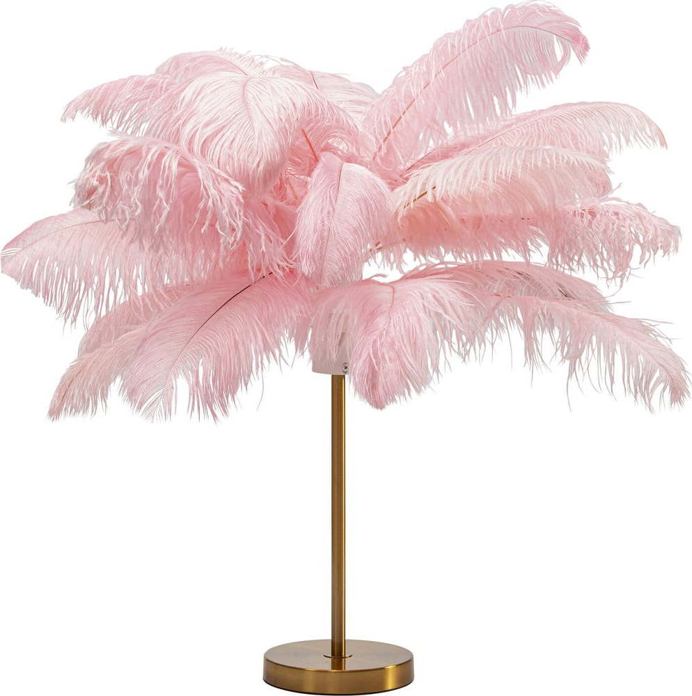 Růžová stolní lampa se stínidlem z peří (výška 60 cm) Feather Palm – Kare Design Kare Design