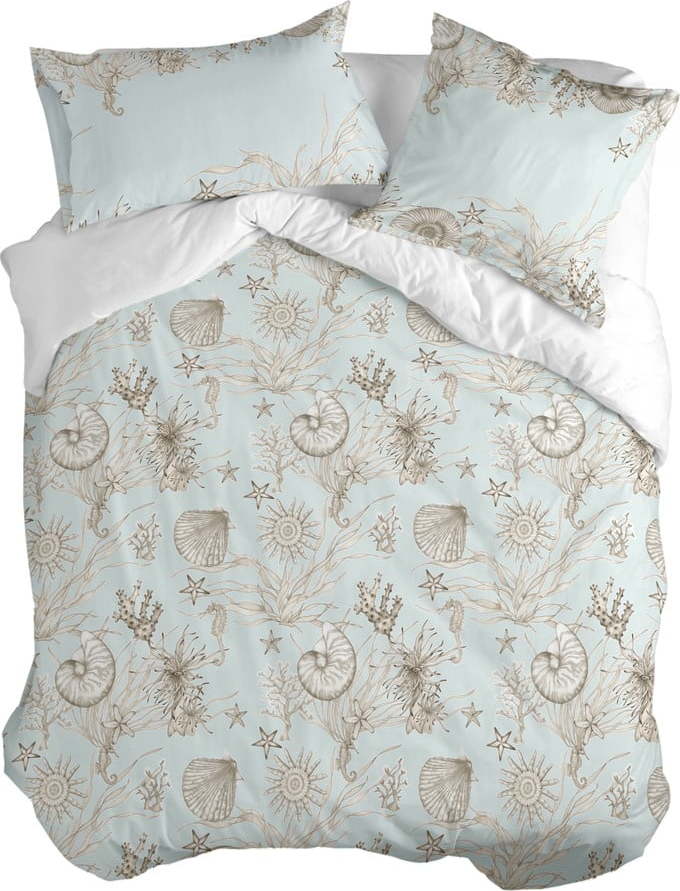 Bavlněný povlak na peřinu na jednolůžko v mentolové a hnědé barvě 140x200 cm Coral Reef – Happy Friday Happy Friday