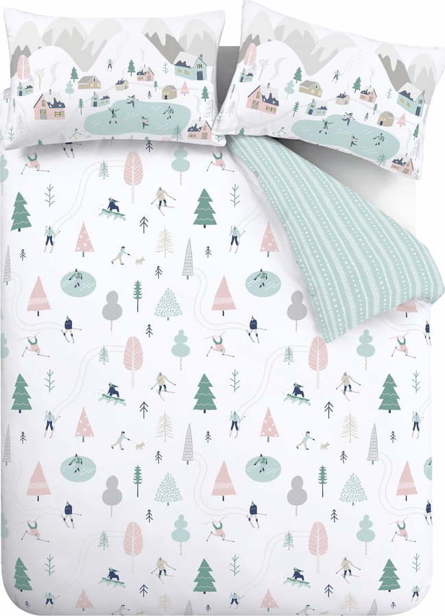 Bílé bavlněné povlečení 200x200 cm Winter Fun - Bianca Bianca