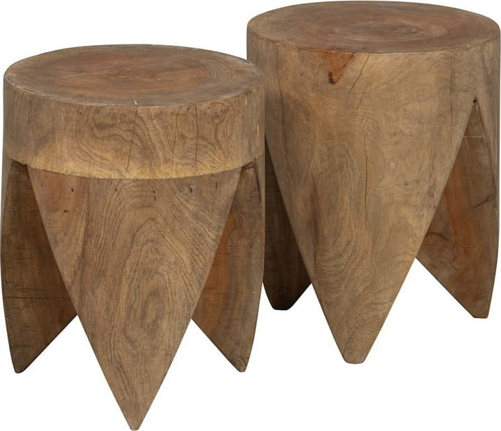 Kulaté odkládací stolky v sadě 2 ks z mangového dřeva 30x30 cm Trunk – BePureHome BePureHome