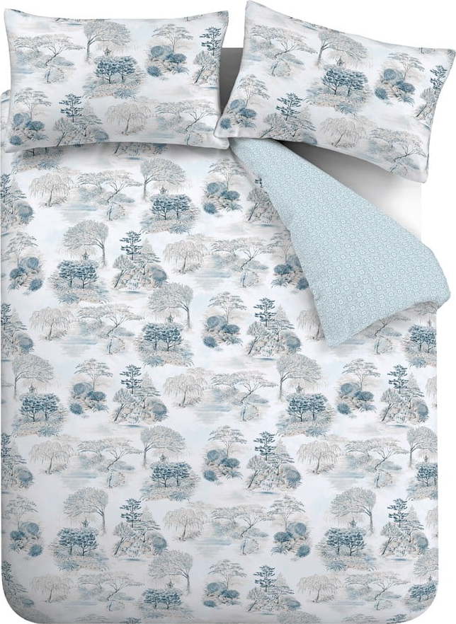 Modro-šedé bavlněné povlečení na dvoulůžko 200x200 cm Japanese Garden – RHS RHS