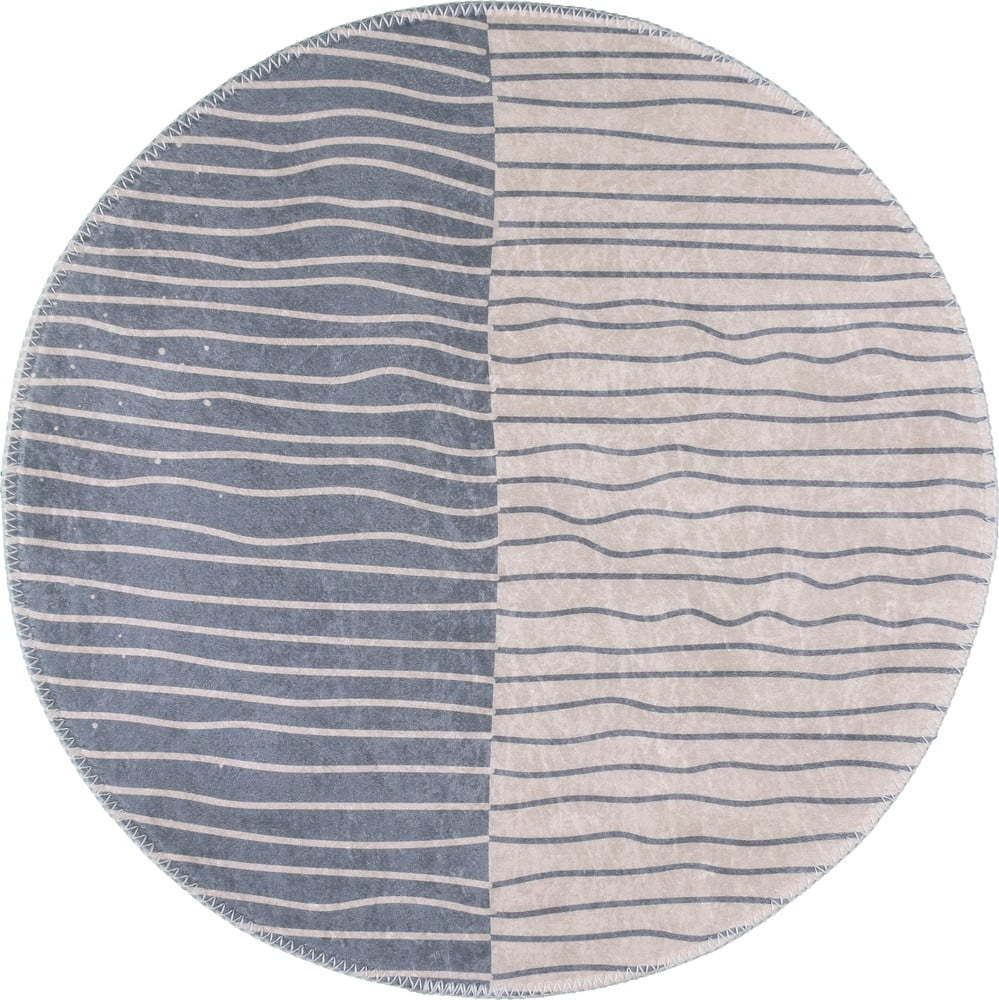 Pratelný kulatý koberec v šedo-krémové barvě ø 120 cm Yuvarlak – Vitaus Vitaus