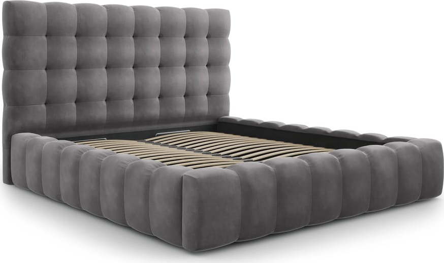 Šedá čalouněná dvoulůžková postel s úložným prostorem s roštem 180x200 cm Bali – Cosmopolitan Design Cosmopolitan design