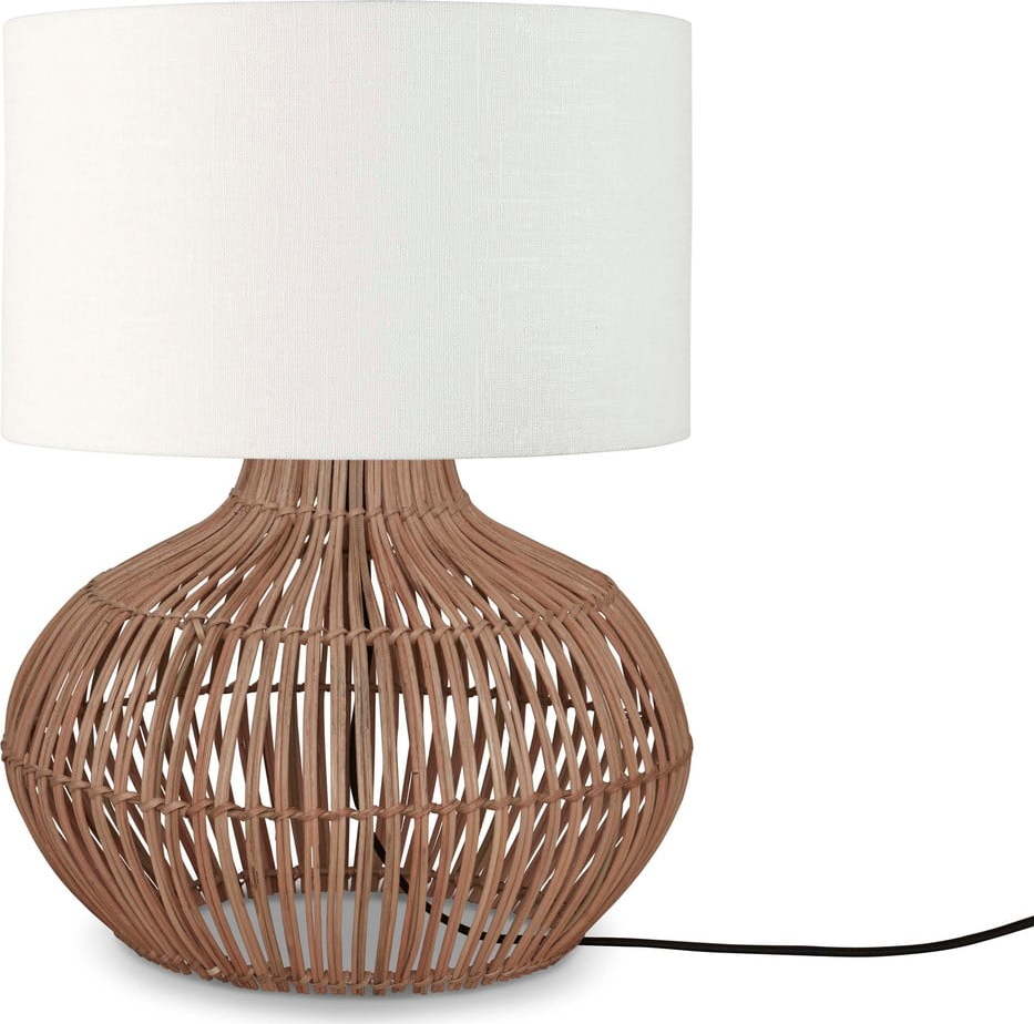 Stolní lampa s textilním stínidlem v bílo-přírodní barvě (výška 48 cm) Kalahari – Good&Mojo Good&Mojo