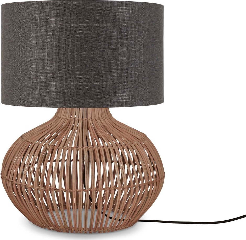 Stolní lampa s textilním stínidlem v tmavě šedo-přírodní barvě (výška 48 cm) Kalahari – Good&Mojo Good&Mojo