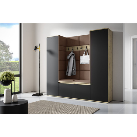 Předsíňová stěna AMI 31 Bez zrcadla Dub artisan + černá Hnědá Signal-nabytek