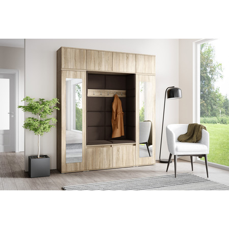 Předsíňová stěna AMI 32 Se zrcadlem Dub sonoma Tmavě hnědá Signal-nabytek