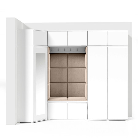 Předsíňová stěna AMI 39 Tmavě krémová Bílá Signal-nabytek