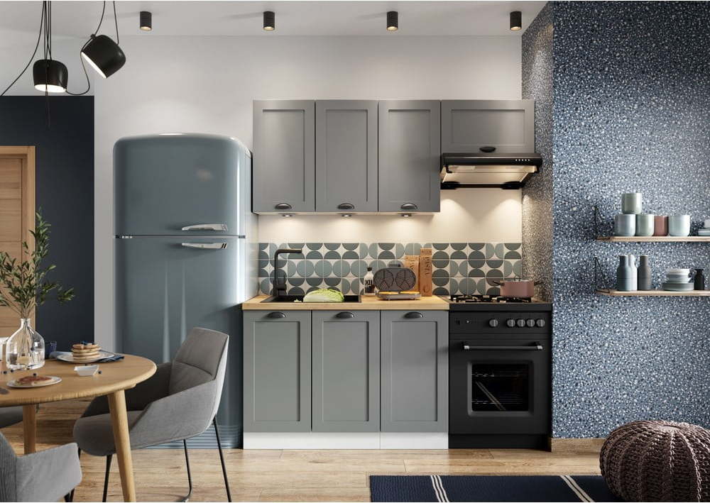 Rovná kuchyně s pracovní deskou (bez montáže) 120–180 cm Kai – STOLKAR Stolkar