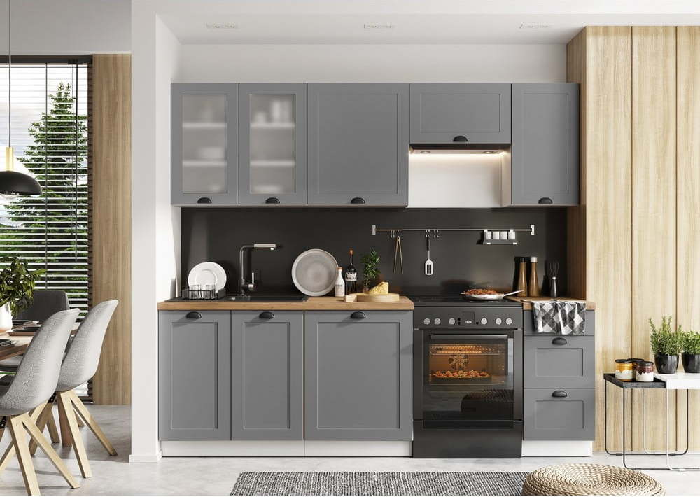 Rovná kuchyně s pracovní deskou (bez montáže) 180–240 cm Kai – STOLKAR Stolkar