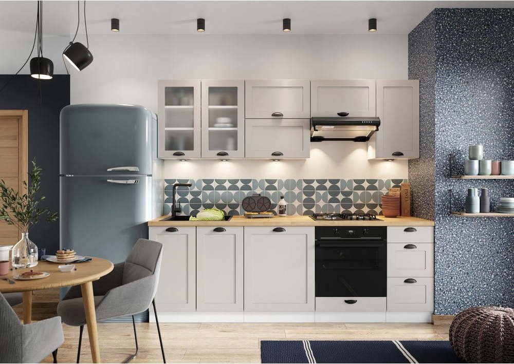 Rovná kuchyně s pracovní deskou (bez montáže) 240 cm Kai – STOLKAR Stolkar